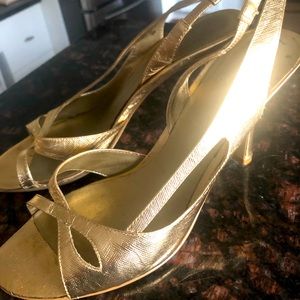 Classic Nine West gold heels